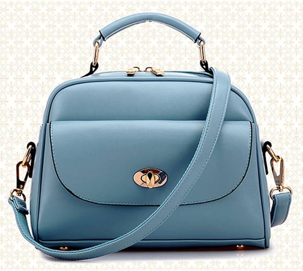 Outdoor Portable big bag by Eyedow Kingdom PU Leather Handbags Crossbody Shoulder Pretty Girls and Women (Blue)