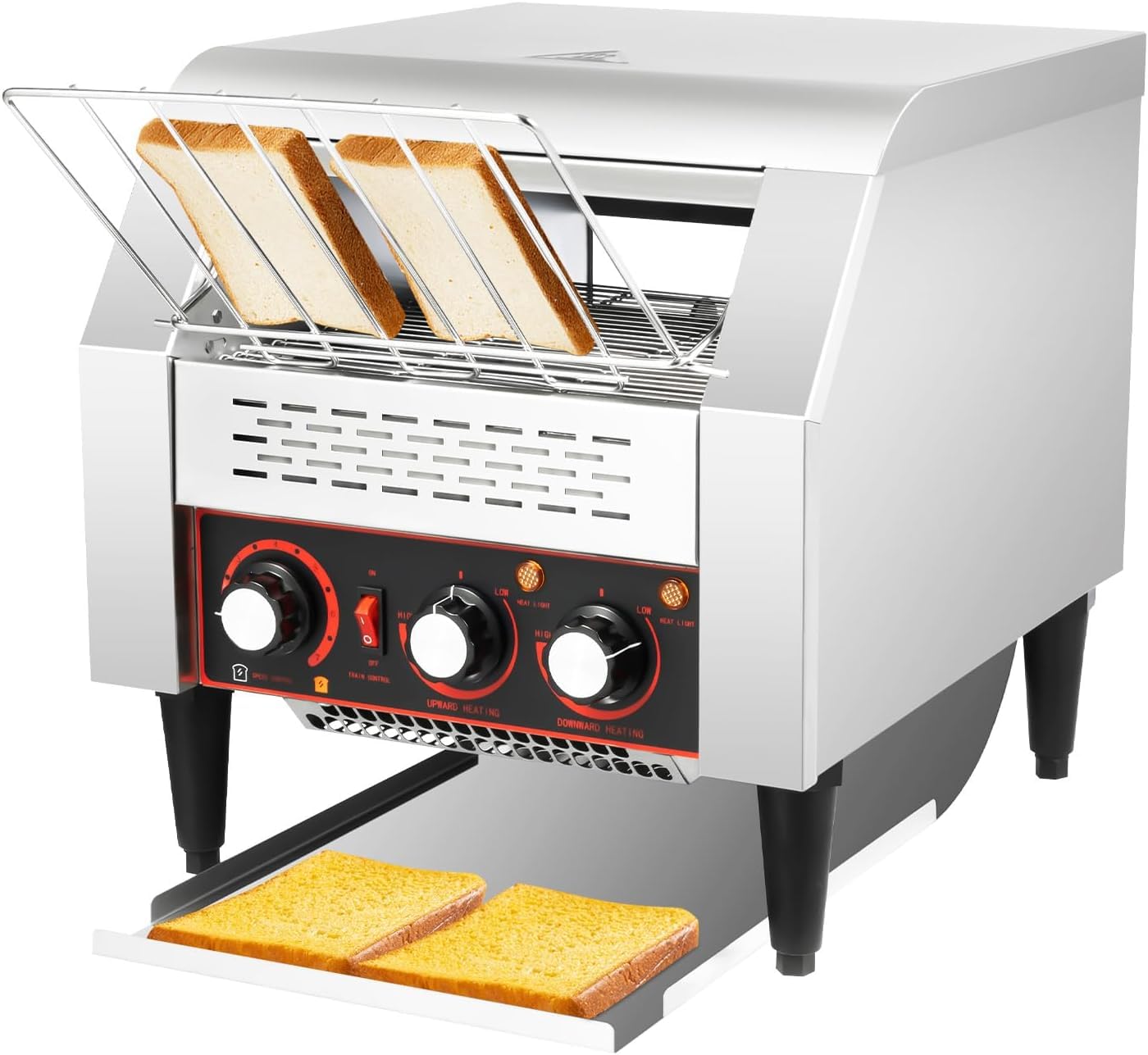 Tostadora Comercial De Cinta Transportadora De 2200 W - Acero Inoxidable De Alta Resistencia, 300 Rebanadas/Hora, 3 Tubos Calefactores - Ideal para Restaurantes Y Catering