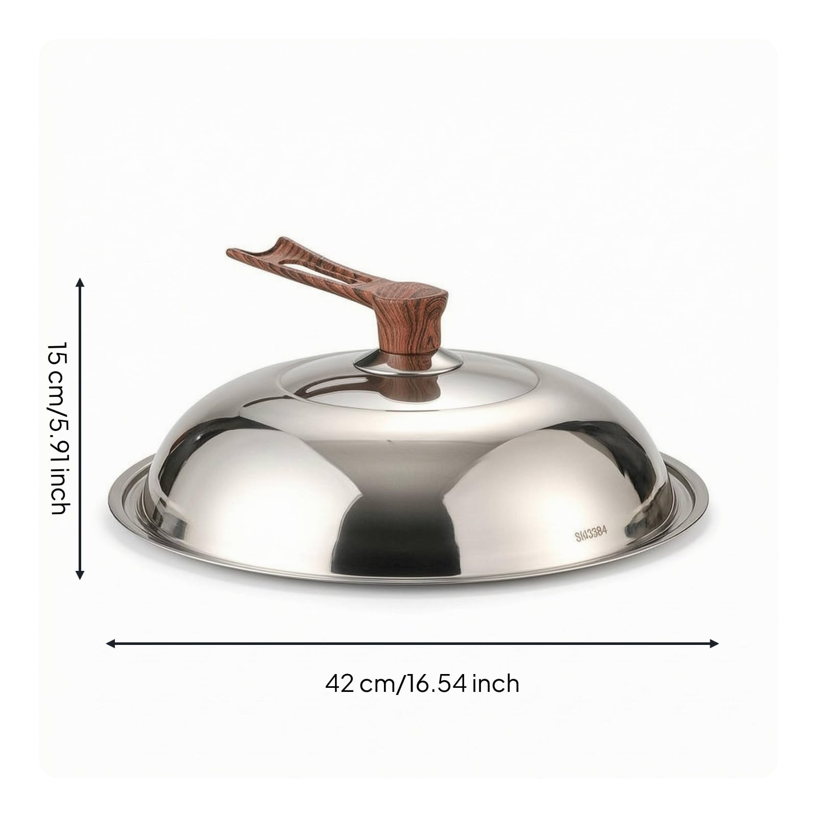 Baoblaze Tapa para Cocina de Sartén Tapa con Visor de Vidrio y Estructura Robusta en Acero Inoxidable 304 con Mango Ergonómico, 42cm, Mango De Pie, Material 304 Puro