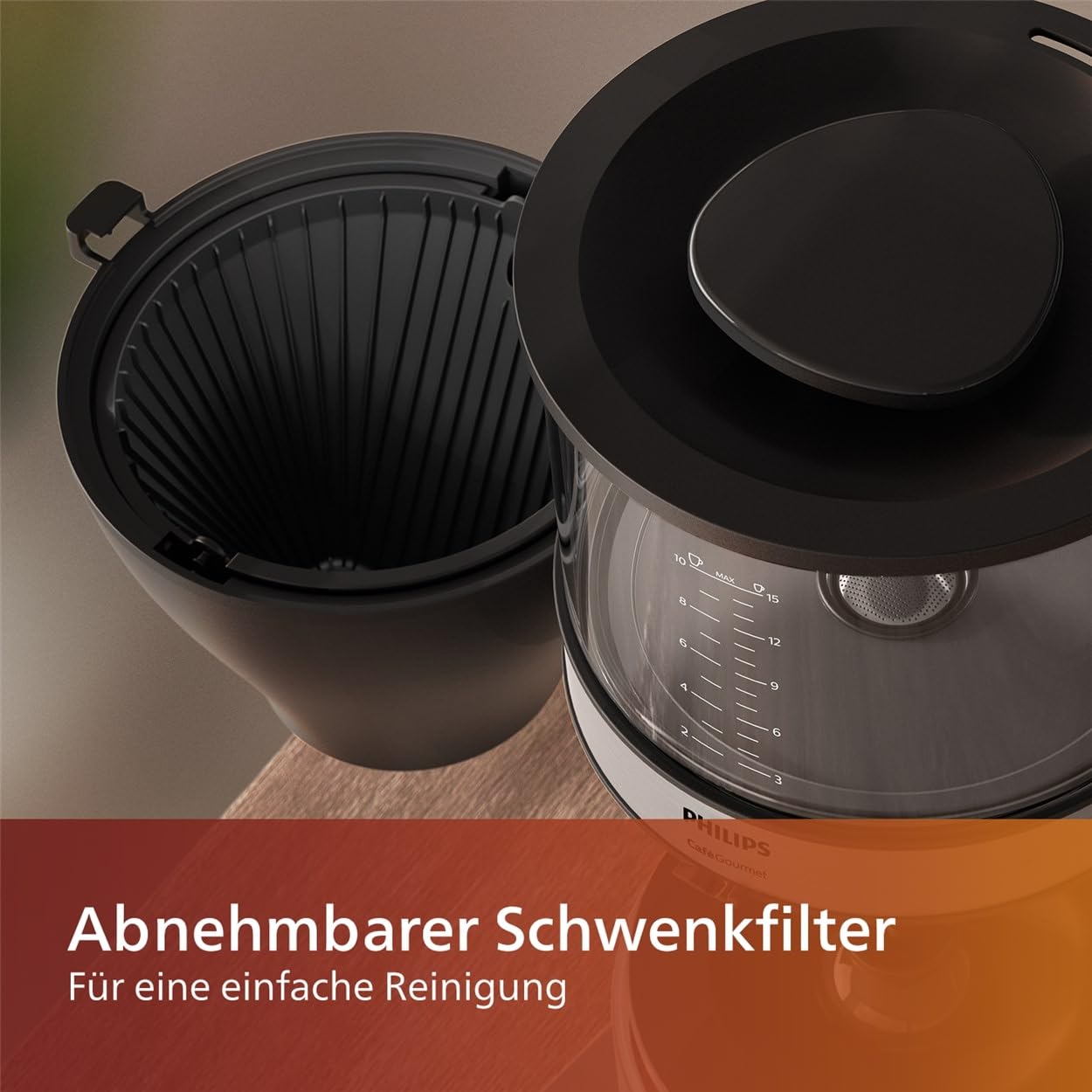 Philips Filterkaffeemaschine 1.25L 15 Tassen Boil & Brew schwarz silbern HD5416/60