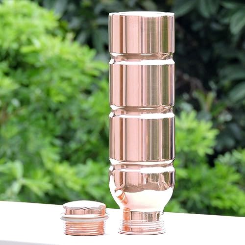 Miniatura 7 de Botella de agua de cobre puro  Botella elegante de cobre sin juntas con beneficio ayurvédico 100% puro y a prueba de fugas, capacidad de 33.84 onzas