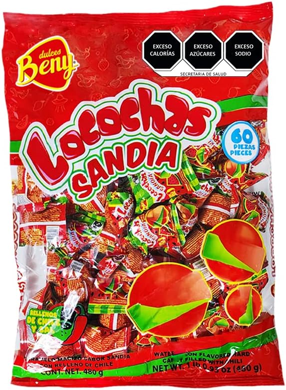 BENY LOCOCHAS WATERMELON (SANDIA) HARD CANDY 1LB .098 OZ 60 PCS