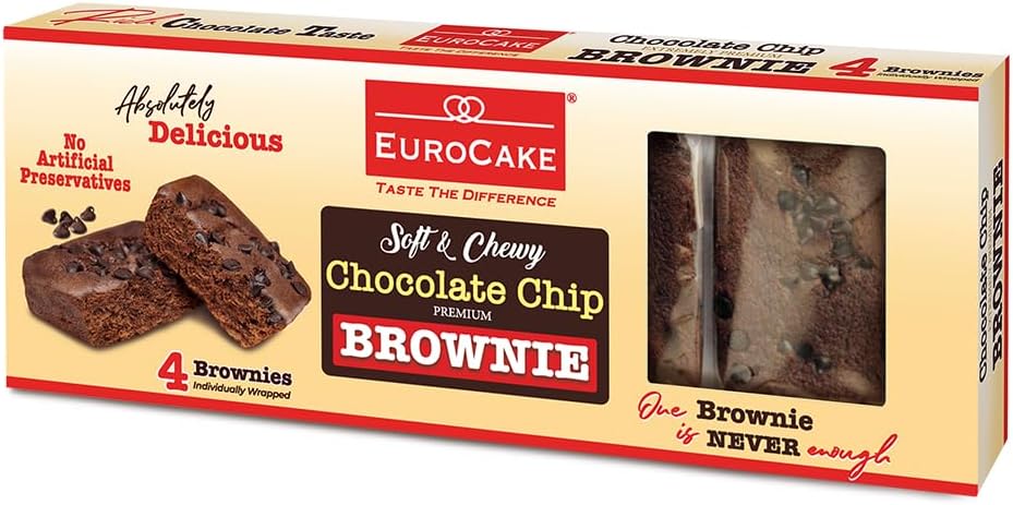 Eurocake Chocolate Chip Brownie 4-Piece Mega Pack 200g