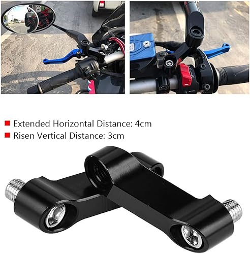 Miniatura 8 de 2 elevadores de montaje en espejo, adaptador extensor de espejo de motocicleta de 0.394 in y 0.315 in, elevadores de espejo de aleación de aluminio,