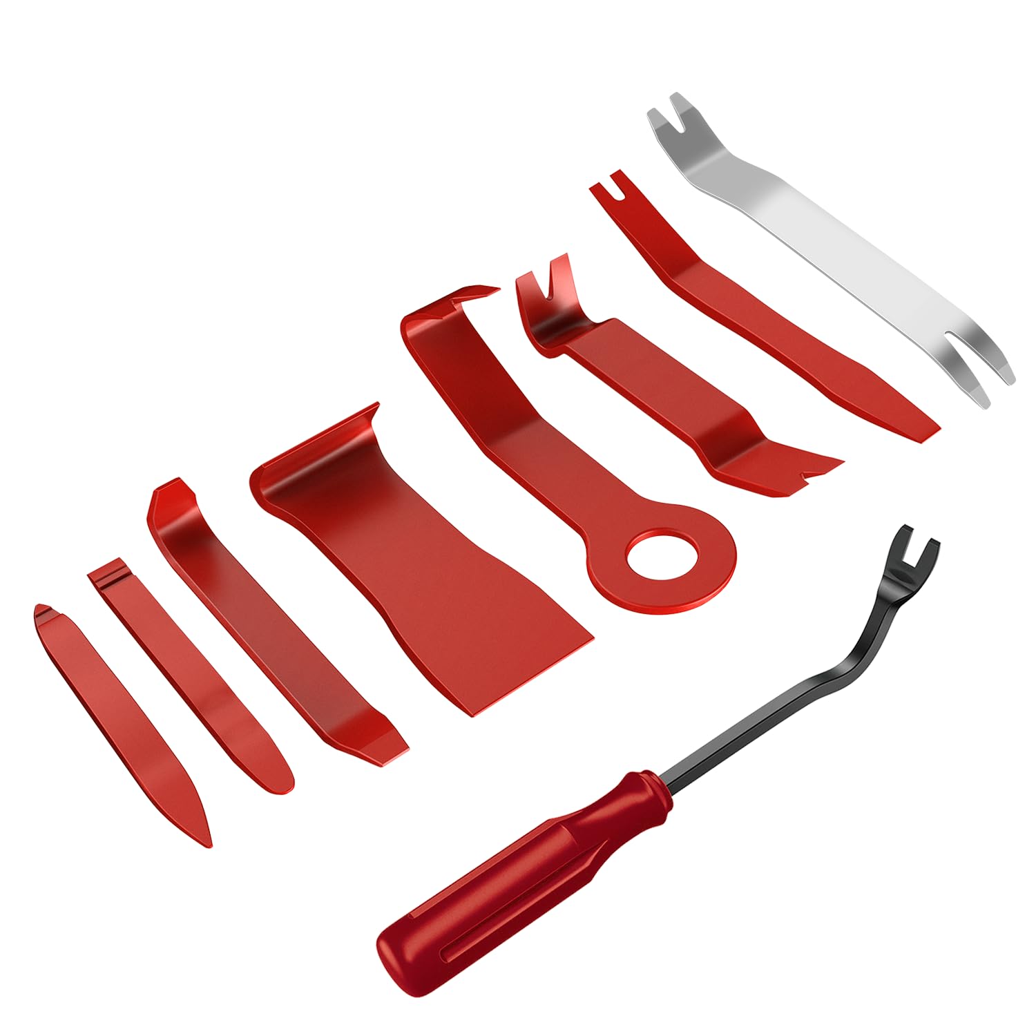 GOOACC 9PCS Auto Trim Removal Tool Kit No-Scratch Tool Kit for Car Audio Das Window Molding Fastener Remover Tool Kit-Red