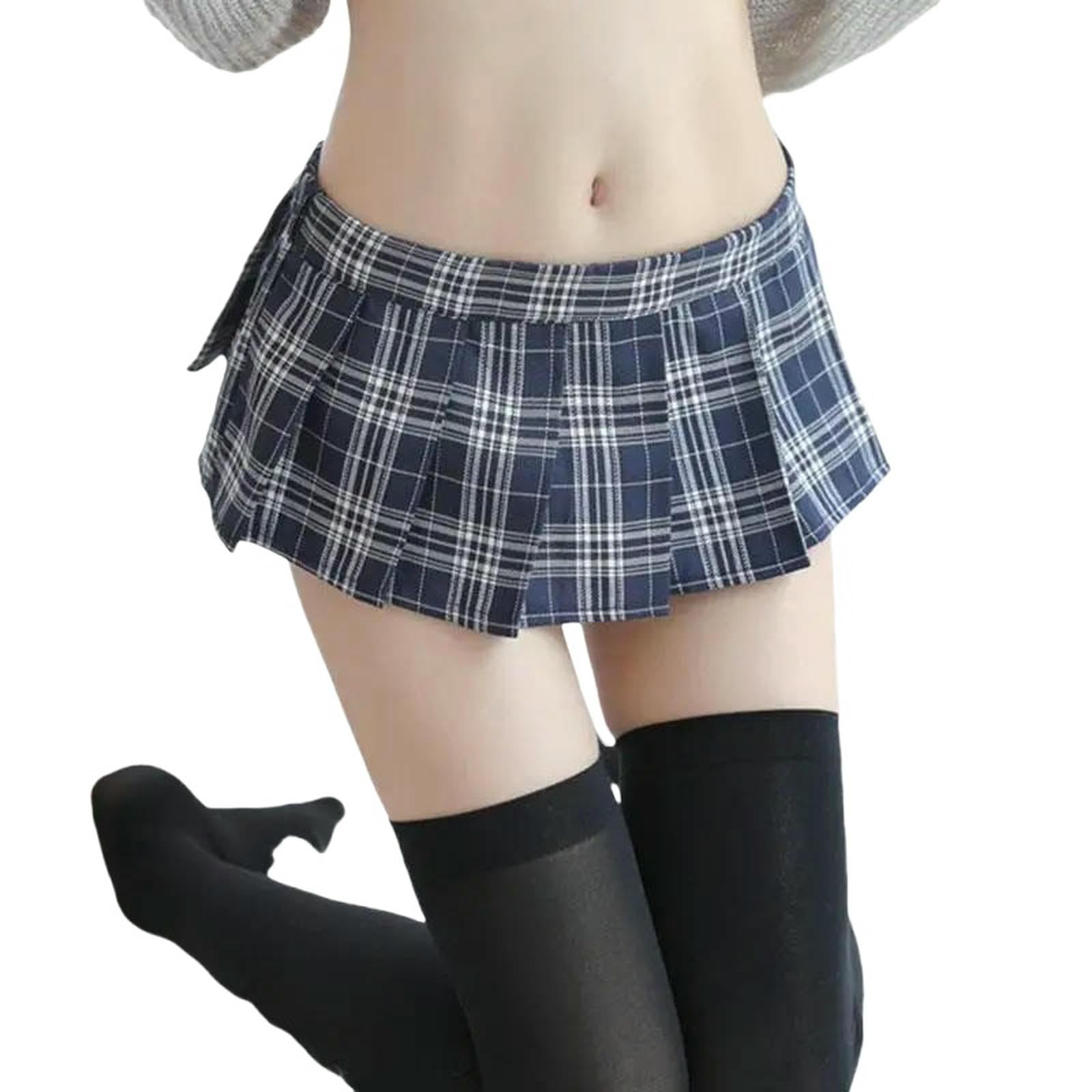 Gonna Gonne Plaid Cosplay Costume Gonna Stile Estate Scolastica Gonne Plissettate Vintage-Plaid Blu-Taglia Unica