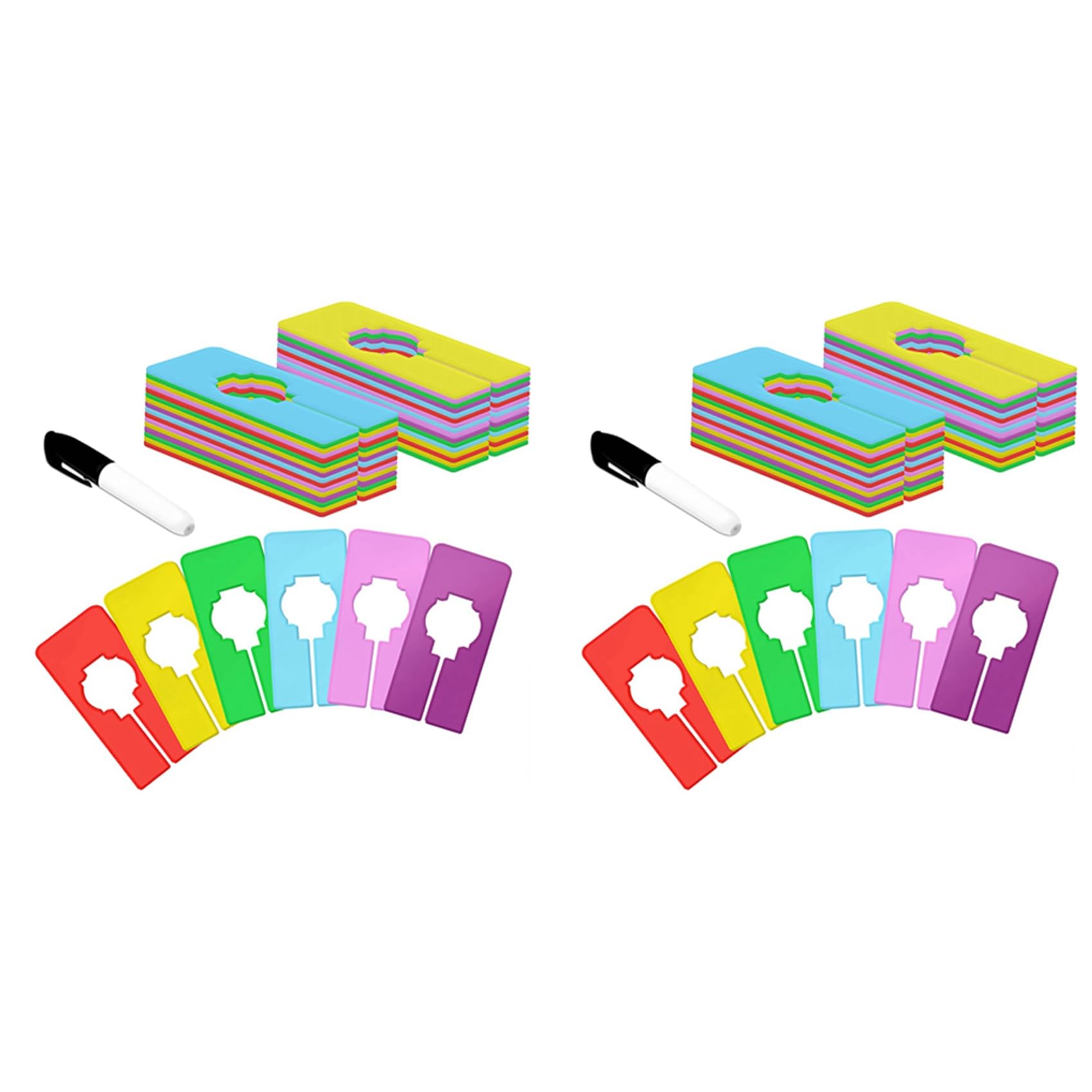 Hndhbfgrt 60 PCS Closet Rack Dividers,6 Colors Rectangular Clothing Hanger Dividers, Reusable for Sorting Clothes Size,Color