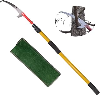 Telescopic Tree Pruner 14 Foot Pole Saw Extendable Long Reach Tree Pruning Saw Tree Loppers with 2-Foot Saw Blade for Pruning and Trimming Branches and Leaves