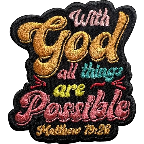 Zolawe with God All Things are Possible Patch, Sew On Iron On Patches Embroidery Patches for Clothes Backpacks Hats Jeans Bag, Embroidered Patches, Aesthetic Patches, DIY Iron On Patch for Christian