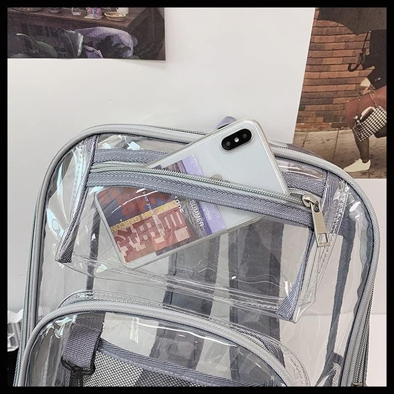 Clear Backpack Heavy Duty PVC Transparent Backpack Transparent Large Bookbag for College, Work, Security Travel & Sports (BROWN)