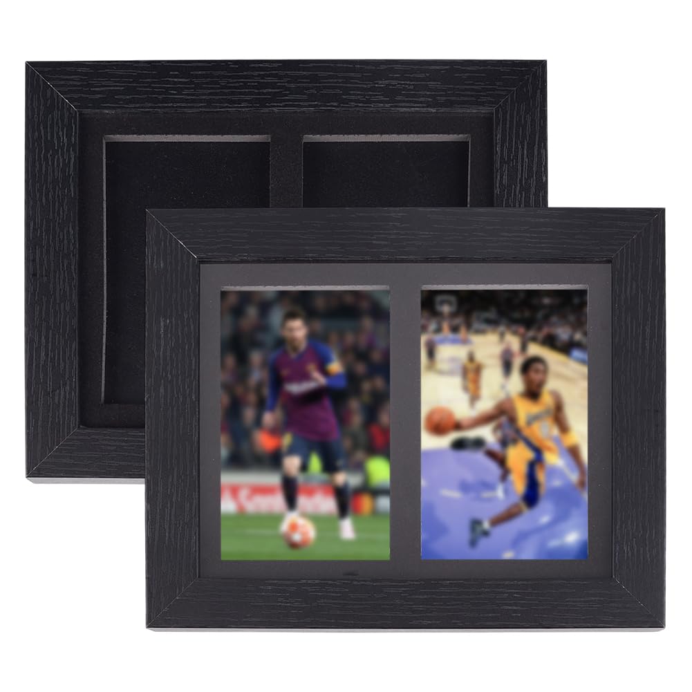 BENECREAT 2Pcs PSA Graded Card Display Frame, Black Trading Card Display Frame, Wall Mounted Comic Card Display Box for Baseball Football Basketball Card, 207x247mm, 2 Crads