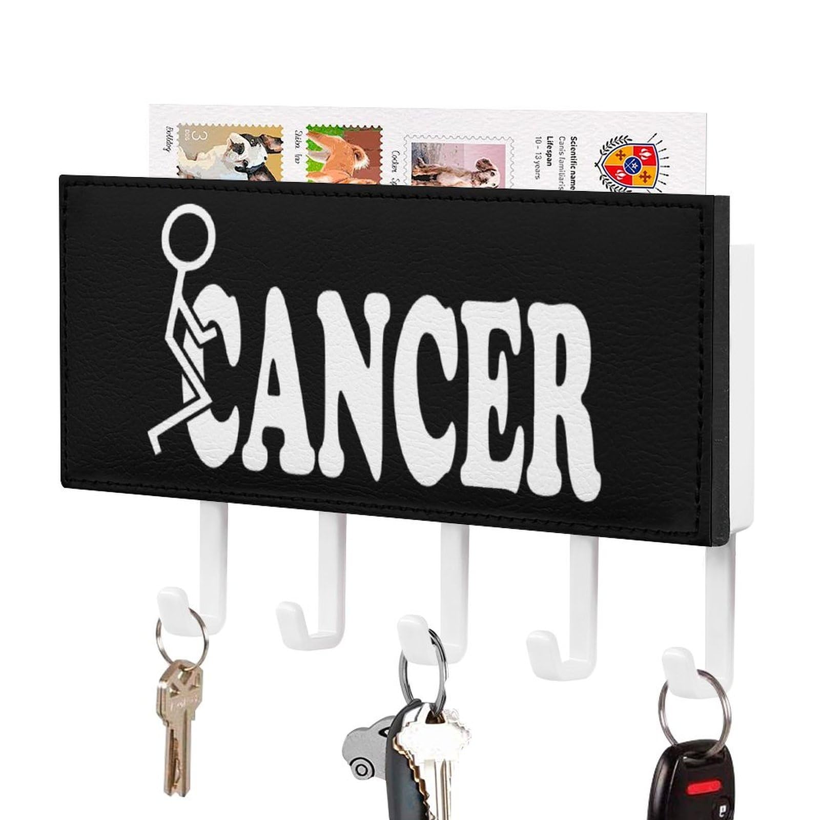 NCLQVJXZKHW Fuck Cancer Key Holder with 5 Hooks Key Hooks Wall Mounted Key Racks Key Hanger Organiser Shelf