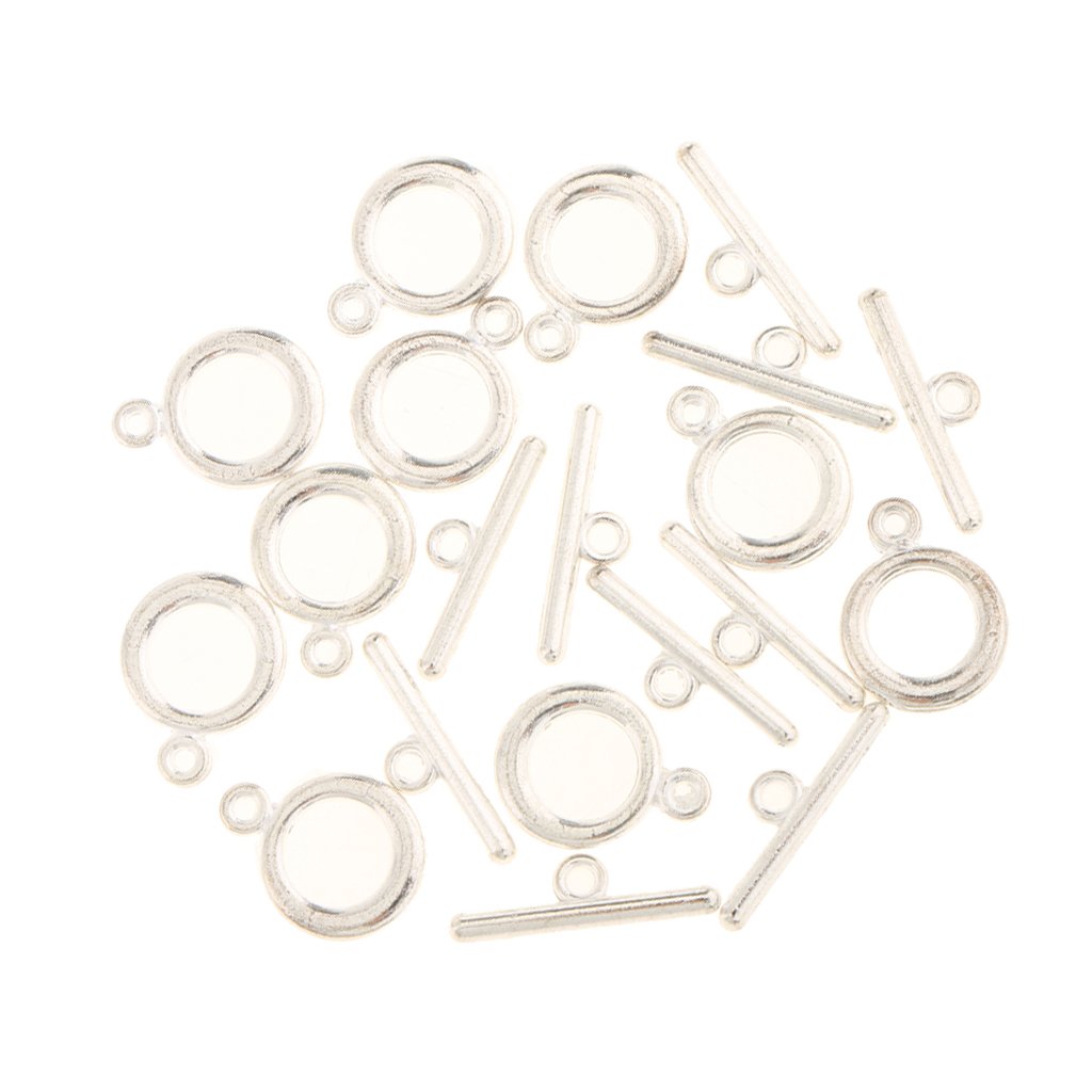 COMBR 10 Sets Copper Metal Silver Tone Toggle Clasps 14 X 23mm Jewelry Findings
