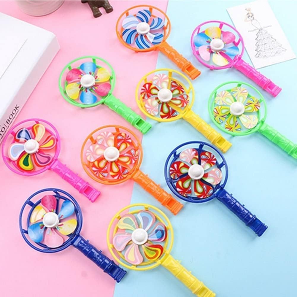 Set of 8 Colourful Windmill Whistles - Fun Toys for Kids, Perfect for Christmas, Birthdays and Party Bags