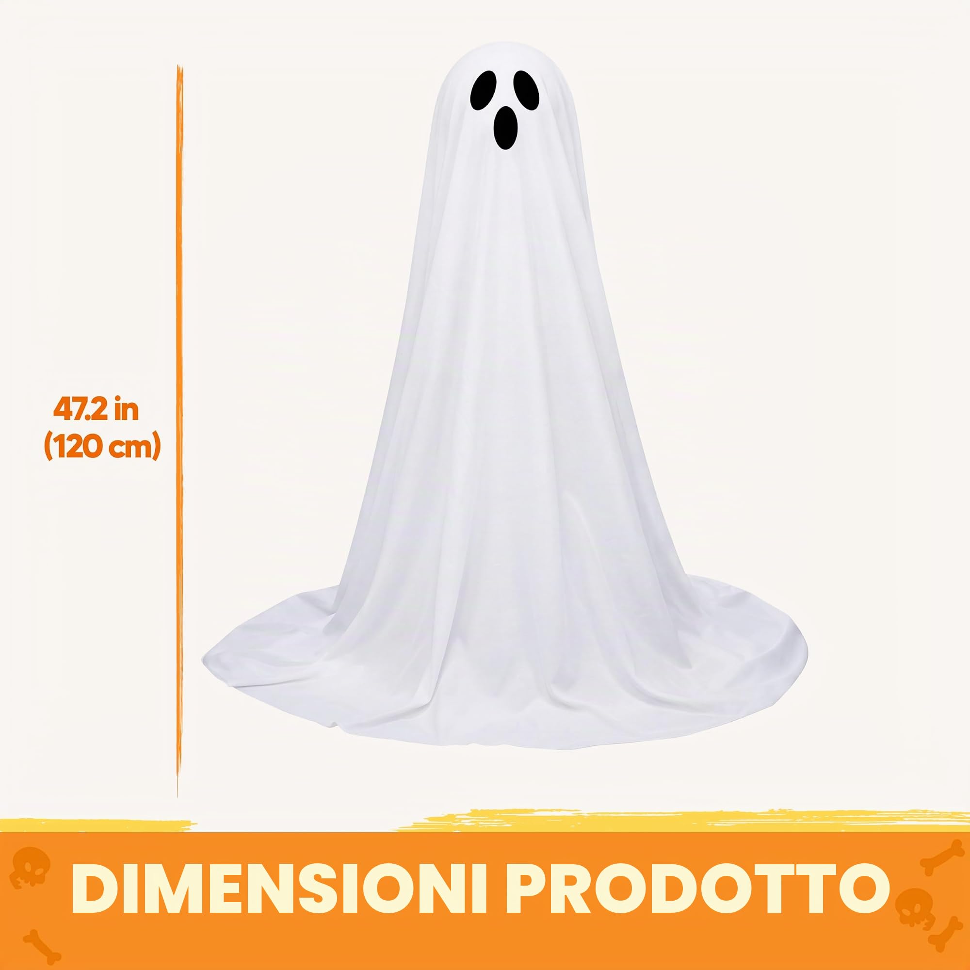 JOYIN Confezione da 2 decorazioni per Halloween da 119 cm, fantasma in piedi, decorazione per Halloween con luci calde e timer, per cortile, portico, prato, giardino, forniture per feste