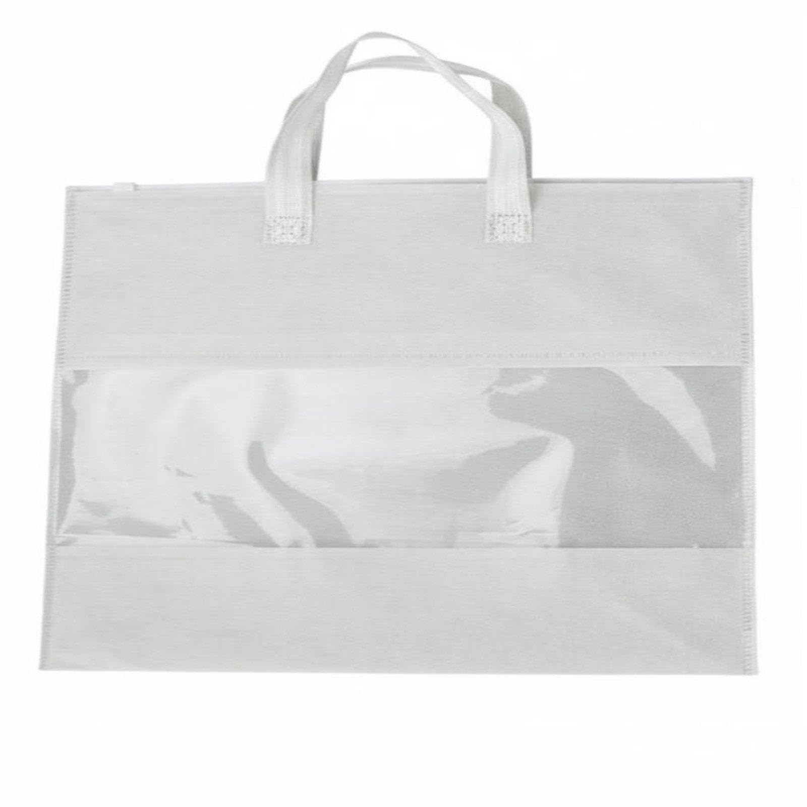 Pillow Storage Bag Dustproof Nonwoven Closure Bag Dust-Resistant Clear Window Storage Bin for Wardrobe White 65-45-image-34