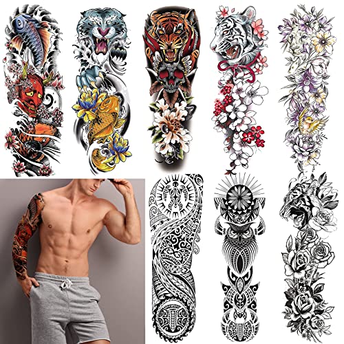 CUTELIILI Extra Large Temporary Tattoo for Men and Women, 8 Sheets(L22.83''×W7.87'') Sleeve Tattoos for Adults, Waterproof Fake Tattoos That Look Real and Last Long Christmas Gift