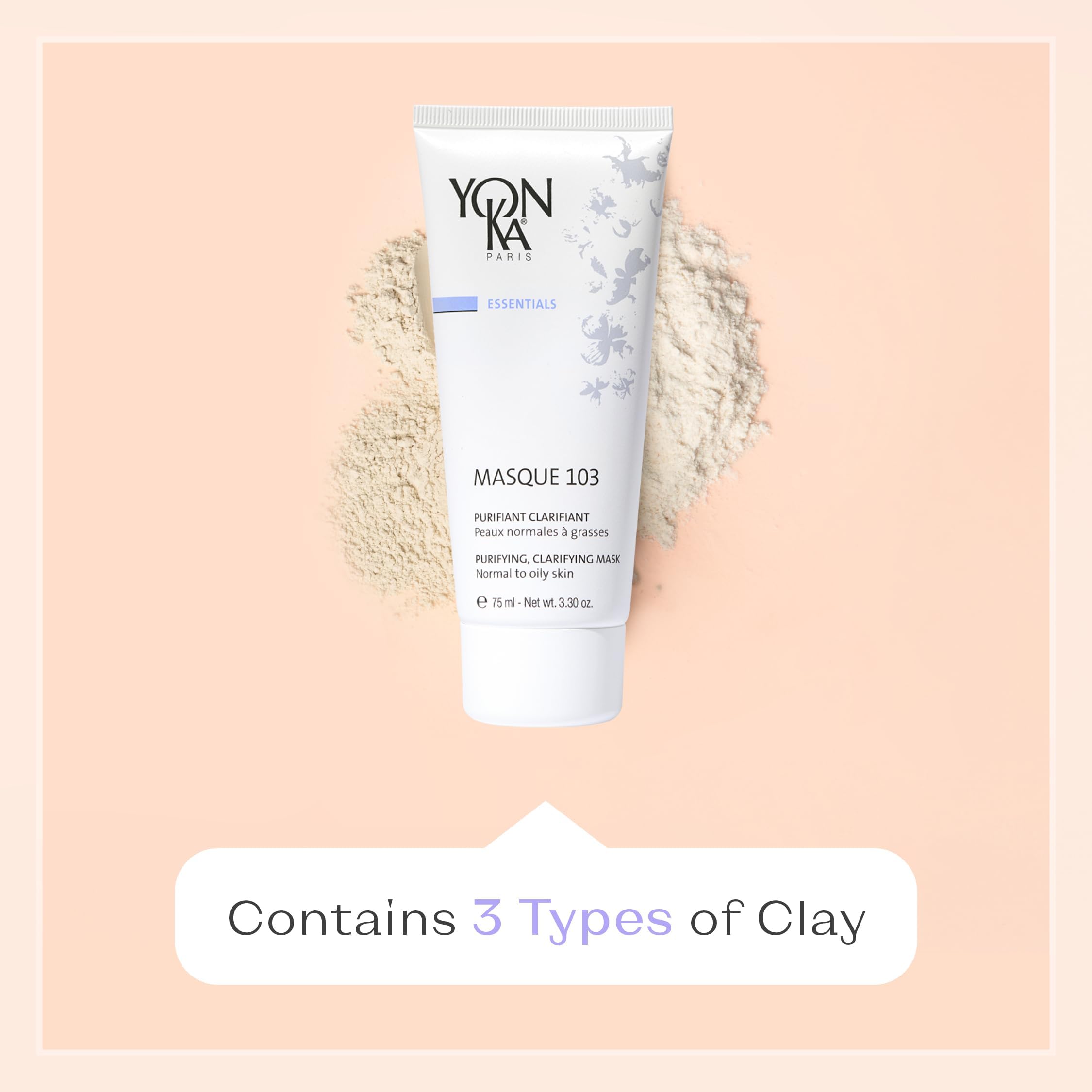 Yonka Masque 103 | Clay Face Mask | Clarify Skin and Tighten Pores with Botanical Extracts and Triple Clay Blend | Oily and Acne Prone Skin | Paraben-Free | 3.30 oz