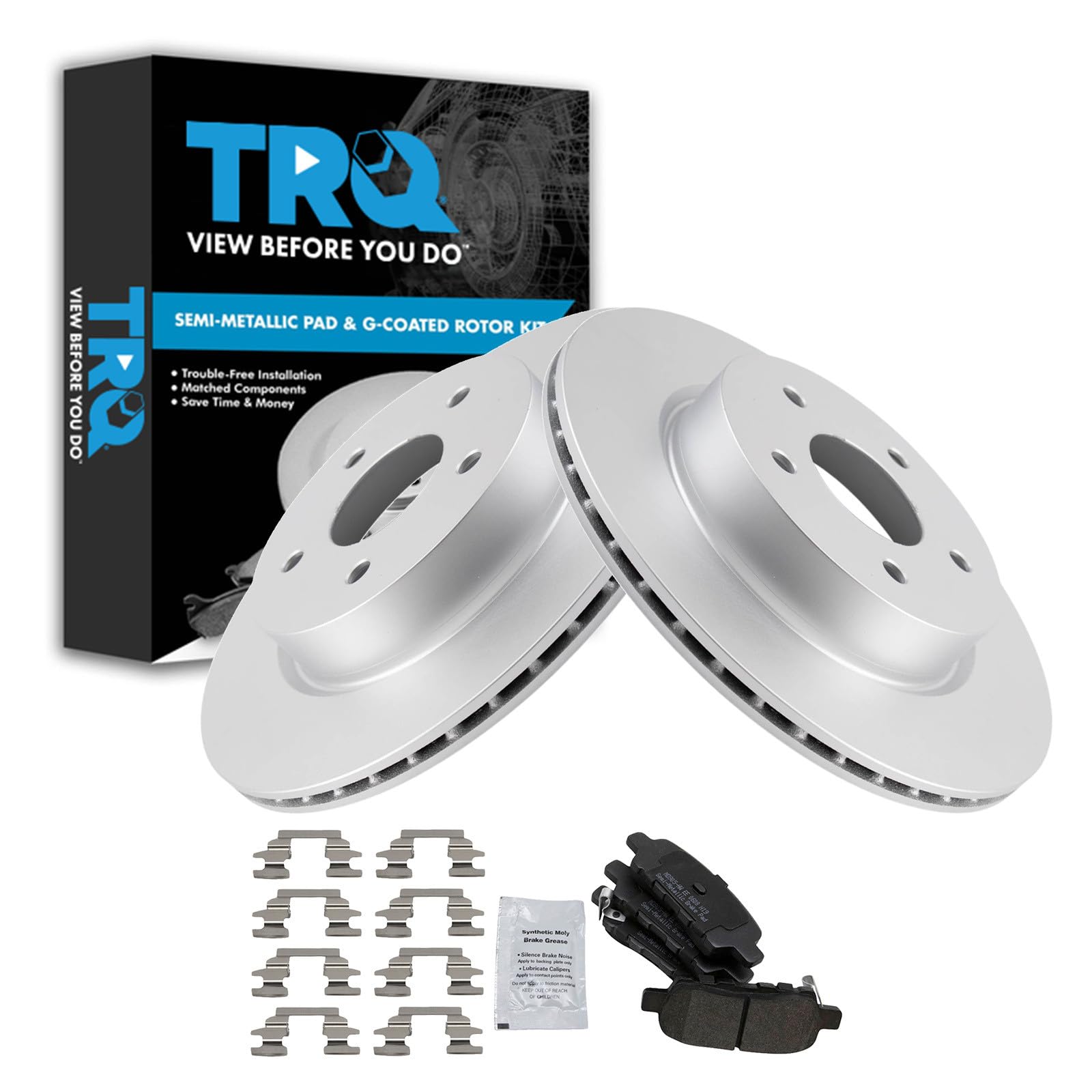 TRQ Rear Brake Pad and Rotor Set Semi Metallic Coated Rotors Compatible with 2019 Nissan Rogue Rogue Sport