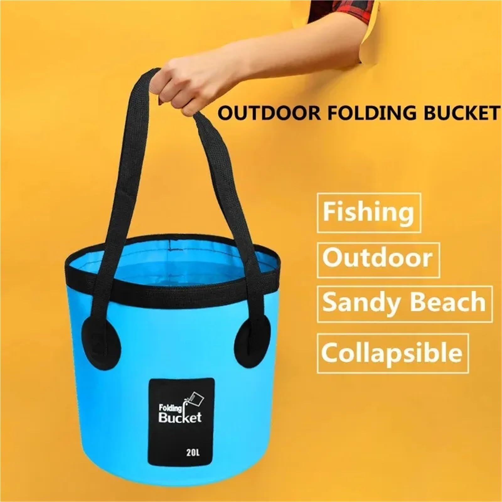 2 stücke 12L/20L Falten Eimer Auto Waschen Tragbare Outdoor Reise Faltbare Wasser Multifunktions Tragbaren Wasser Für Draußen Angeln Camping(Blue 12L)