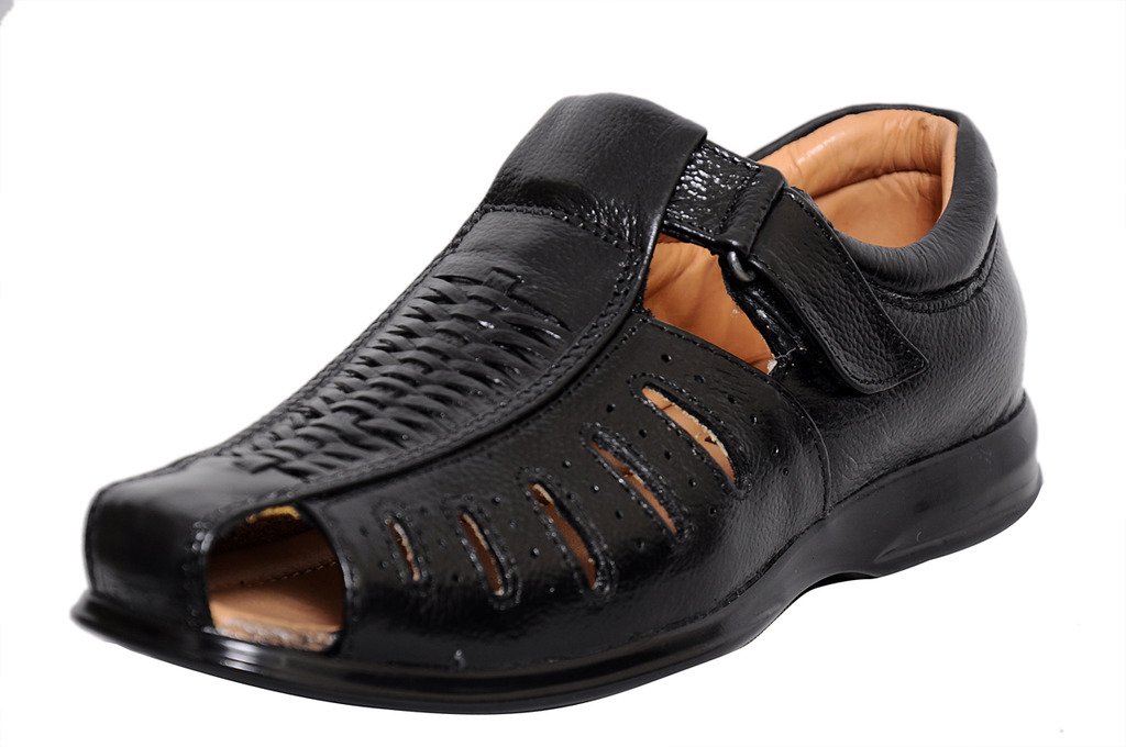 Zoom Mens Sandal Online Genuine Leather Sandal D-1204-Black Sandal