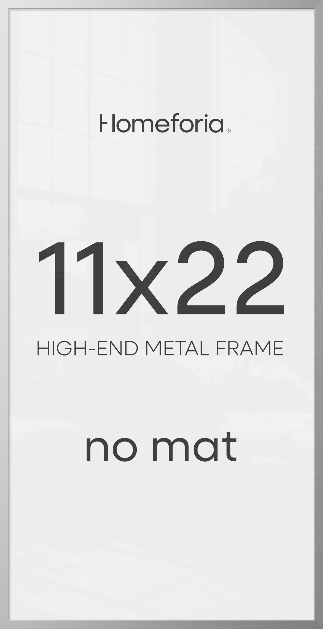 Homeforia 11x22 Silver Newspaper Picture Frame, High-End Metal, Glass | High End Aluminum, Tempered Glass, 11x22 in Edge-to-Edge Display 22x11, Wall Kit, Set Of 2