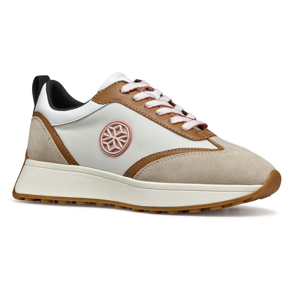 Geox Women's D Amabel A Sneaker, Lt Taupe/White, 4 UK
