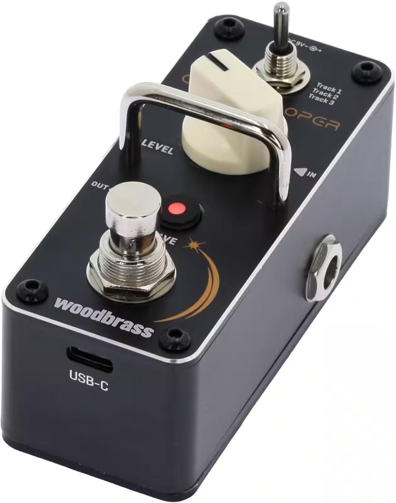 Woodbrass Comet Looper - Pedale Looper chitarra formato Mini Looper - 30 min di registrazione 24-bit/44,1 kHz, Loop Overdubs Illimitati, 3 Banche Memoria, Undo/Redo, USB-C Import/Export WAV