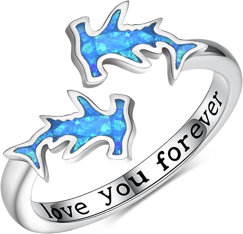 SCZKLAQ Sterling Silver Hammerhead Shark Ring
