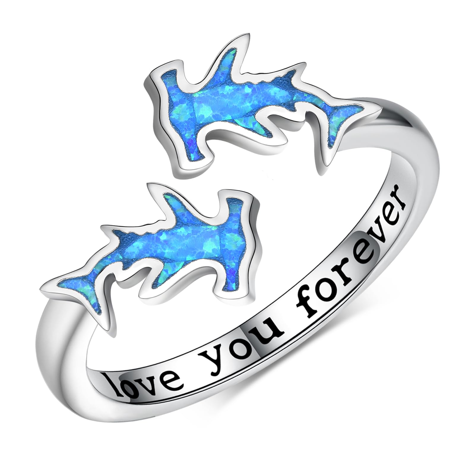 Sterling Silver Hammerhead Shark Ring Adjustable Cute Animal