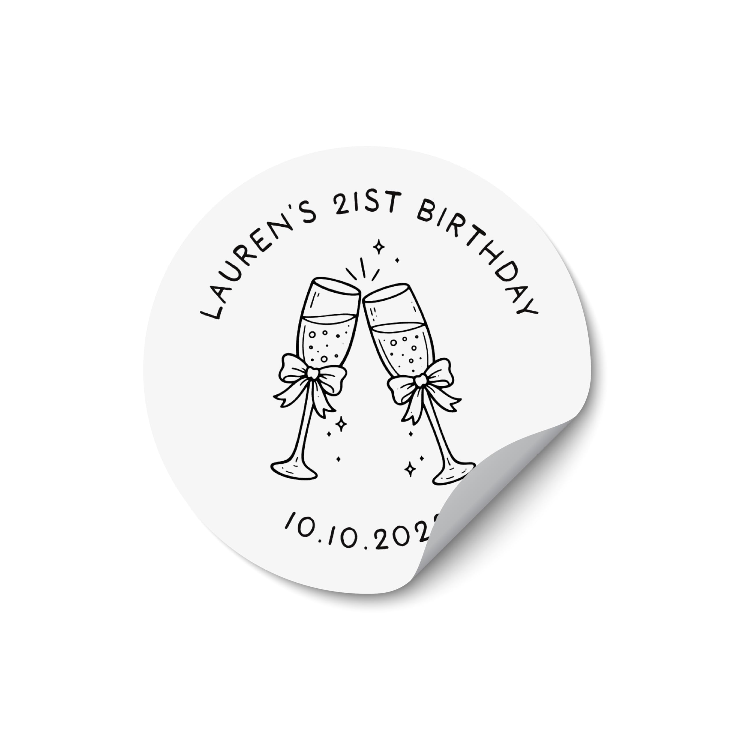 Metallic Foil Birthday Stickers, Personalised Thank You Labels, Birthday Party Favour Stickers, Custom Gift Sticker Tags - BD33