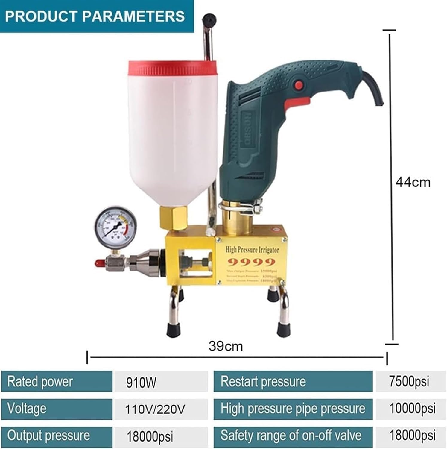 Pistolet d'arrosage avec embout multi-jets, Pompe d'injection d'arrêt de fuite réparation béton coulis à haute pression