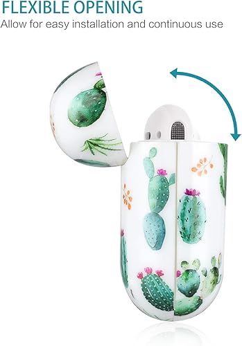 Miniatura 5 de Funda para AirPods Gen 2 y 1, Lokigo Cactus AirPods con carga inalámbrica, kits de funda rígida con llaverocorreaganchos para las orejassoporte para