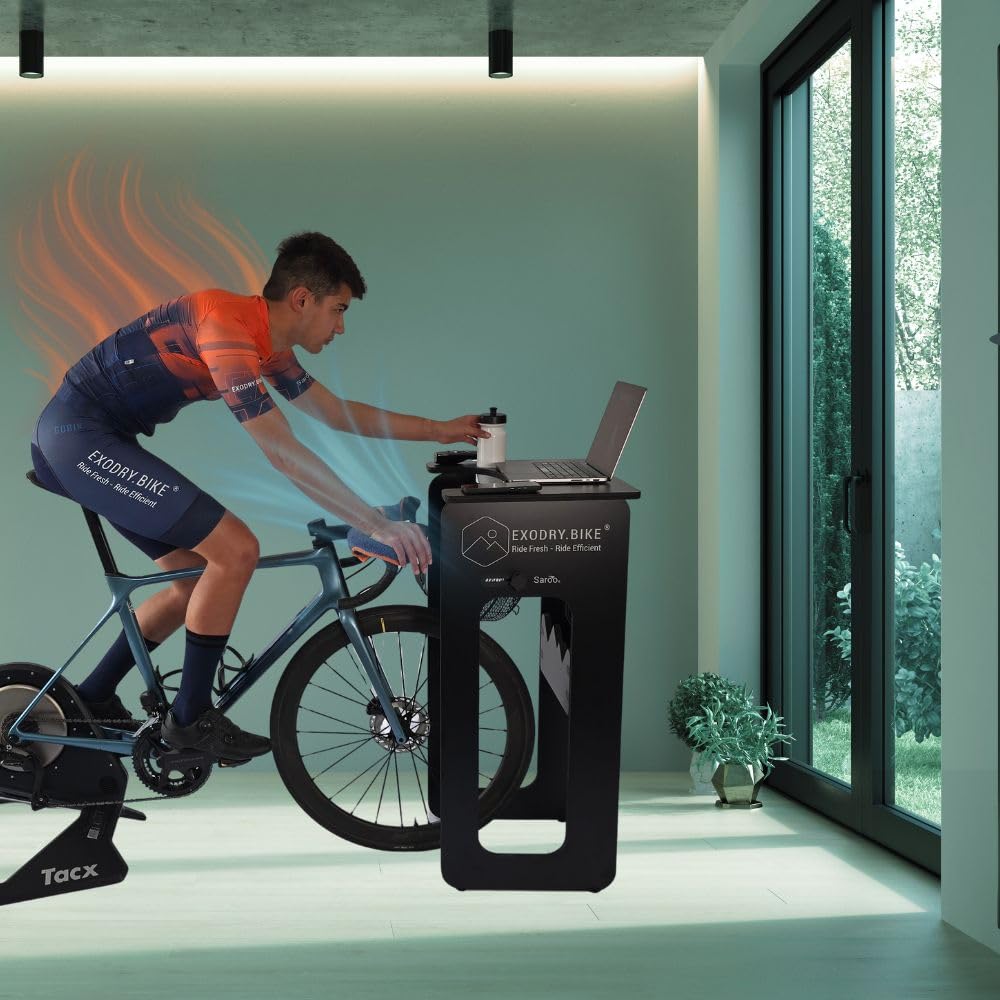 Saroo - Bureau d'Entraînement pour Cyclisme Indoor - avec Ventilation Réglable - Support pour Appareils multimédia - Compatible Tout Home Trainer - Fabriqué en France