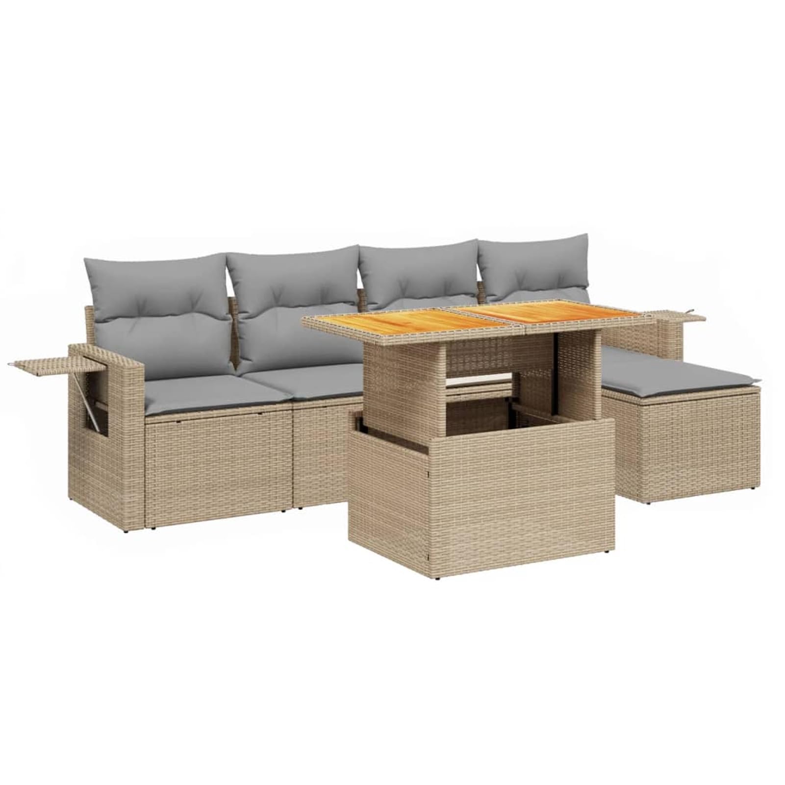 Lechnical Set Divano da Giardino 6 pz con Cuscini Beige in Polyrattan,Set di Conversazione per Patio,Set Salotto da Esterno,Set Divano da Giardino Esterno-3271731