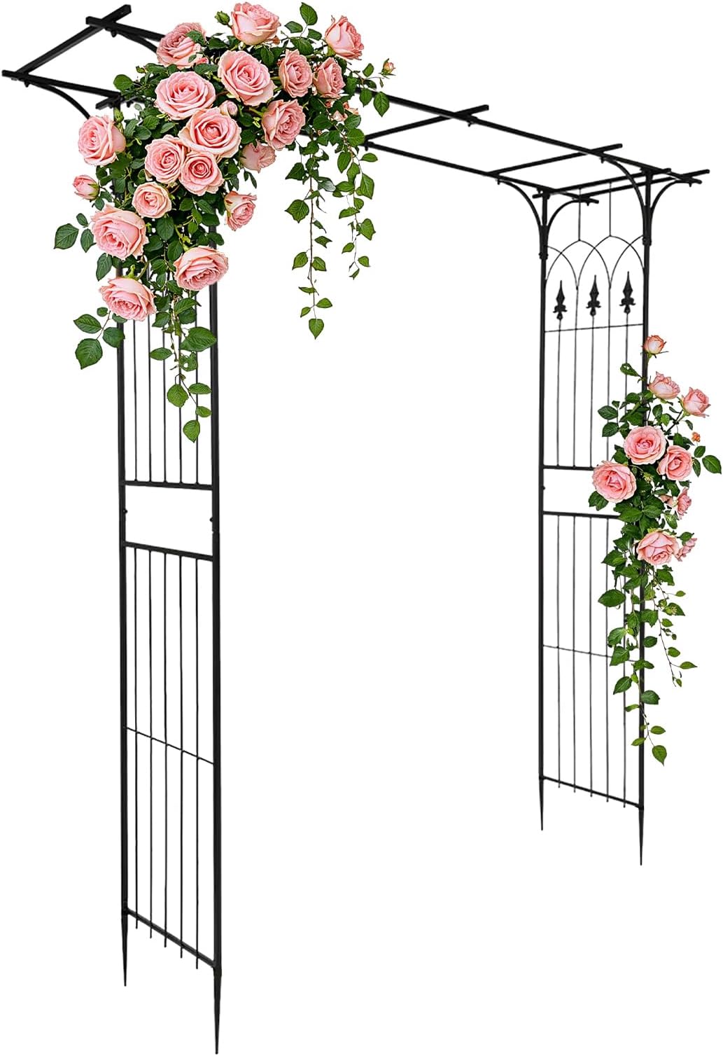 VINGLI Garden Arbor, Arch Archway for Wedding Ceremony Party, Steel Garden Trellis for Plant Climbing, Christmas Decorations Pergola for Backyard, Lawn, for Hallowmas (Black)