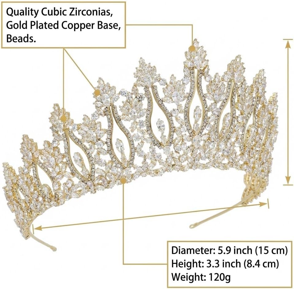 QXMYOO Luxury Wedding Tiaras for Bride Cubic Zirconia Big Tall Crown Quinceanera Crystal Headband for Women CZ Pageant Birthday Prom Party Headpiece Bridal Hair Accessories Silver - Image 4