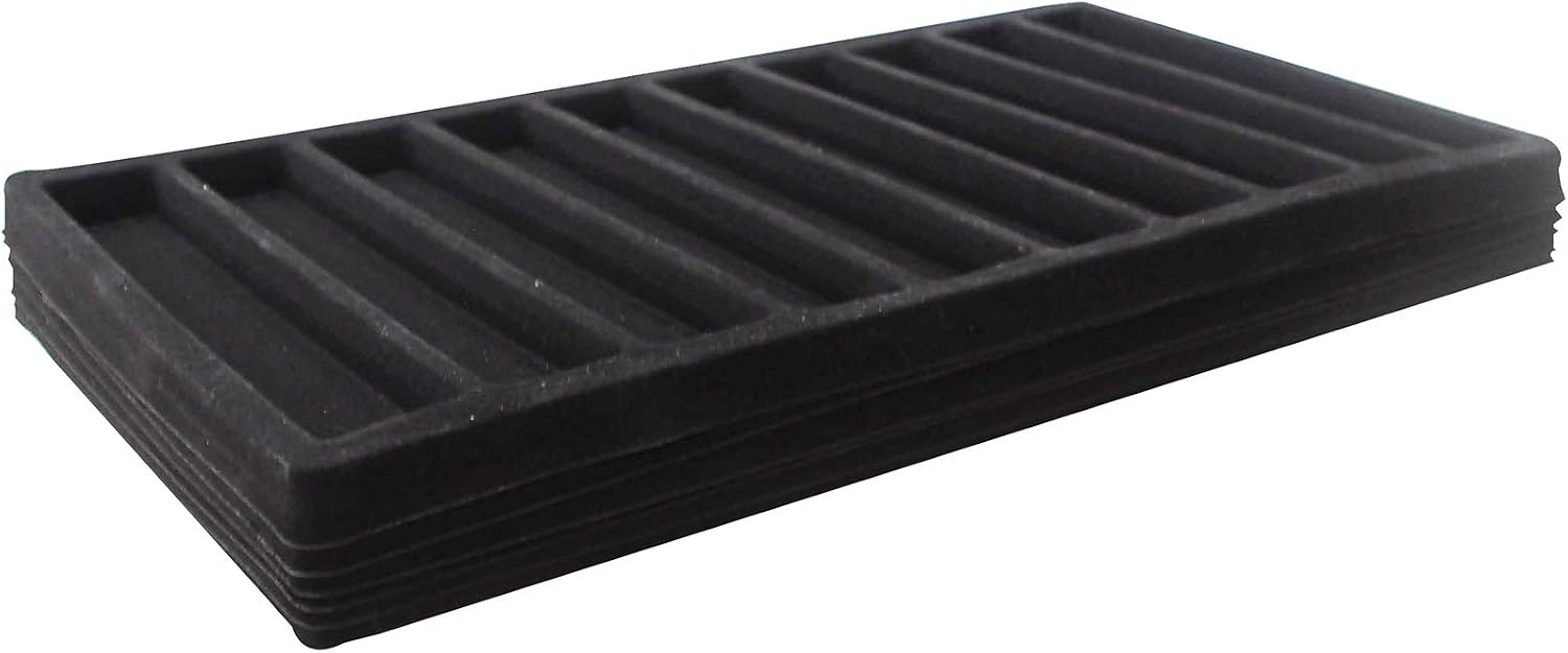 N'icePackaging - 10 Slot (1 3/16" x 6 3/4") Flocked Storage Tray Inserts - for Merchandise Jewelry & Organization