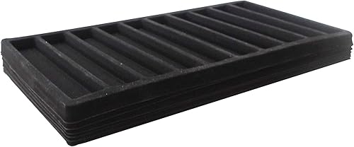 N'icePackaging - Bandeja de almacenamiento flocada con 10 ranuras (1 3/16 pulgadas x 6 3/4 pulgadas), para mercancía, joyería y organización