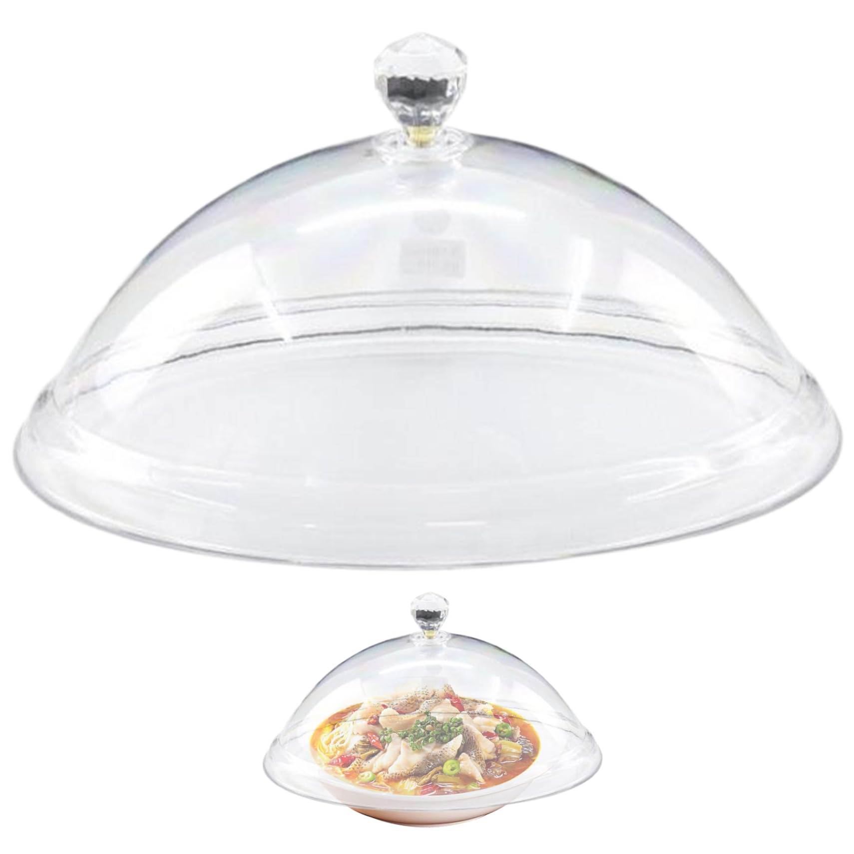 Cloche à gâteau Ronde en Acrylique Transparent de 25 cm avec poignée – Cloche à gâteau réutilisable de qualité Alimentaire pour présentation collations (Facile Nettoyer)