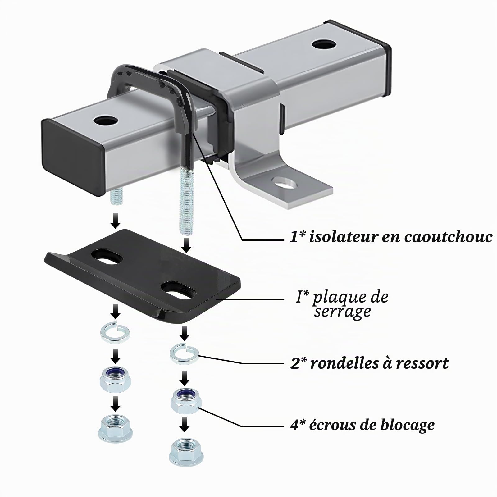 lalago Ressort de sécurité pour attelage, stabilisateur Anti-Vibrations pour attelages de 3,2 cm et 5,1 cm. Réduit Les mouvements des Porte-vélos et Porte-Bagages, Verrouillage Haute Performance