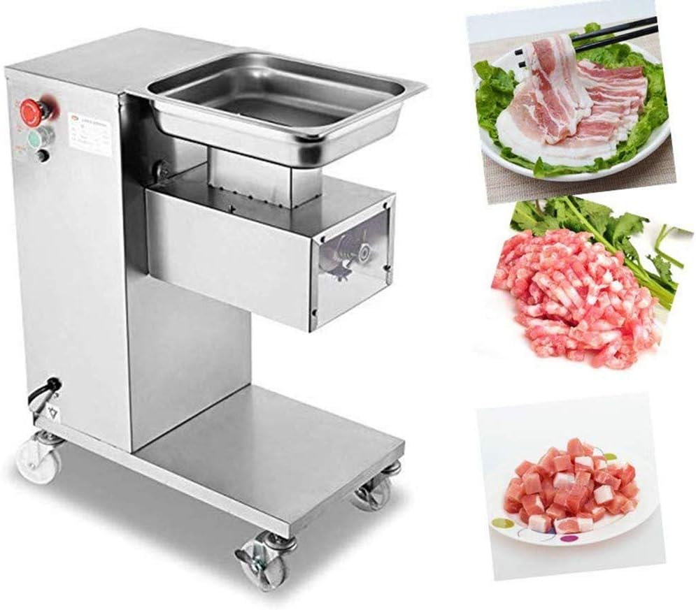 CGOLDENWALL500kg/h Commerical Meat Grinder Electric Meat Slicer Cutter Cutting Machine with Pulley All Stainless Steel All Stainless Steel QE Type