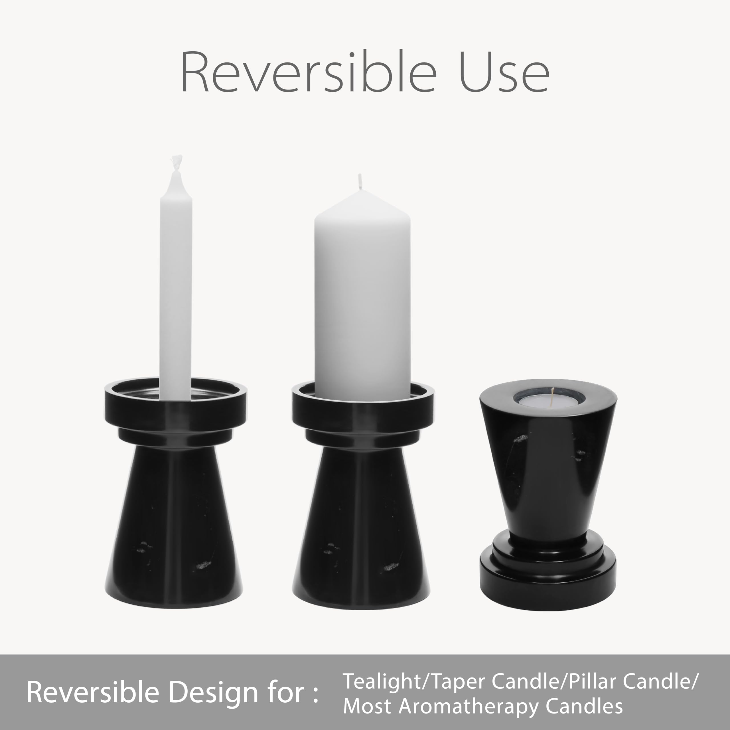 Black Marble Candle Holder, Mordern Marble Taper Holder,Candlestick Holder Decor Black,Luxury Marble Candle Holder for Scented Candle,Taper Candle,Pillar Candle,Tealight Candles,Multifunctional