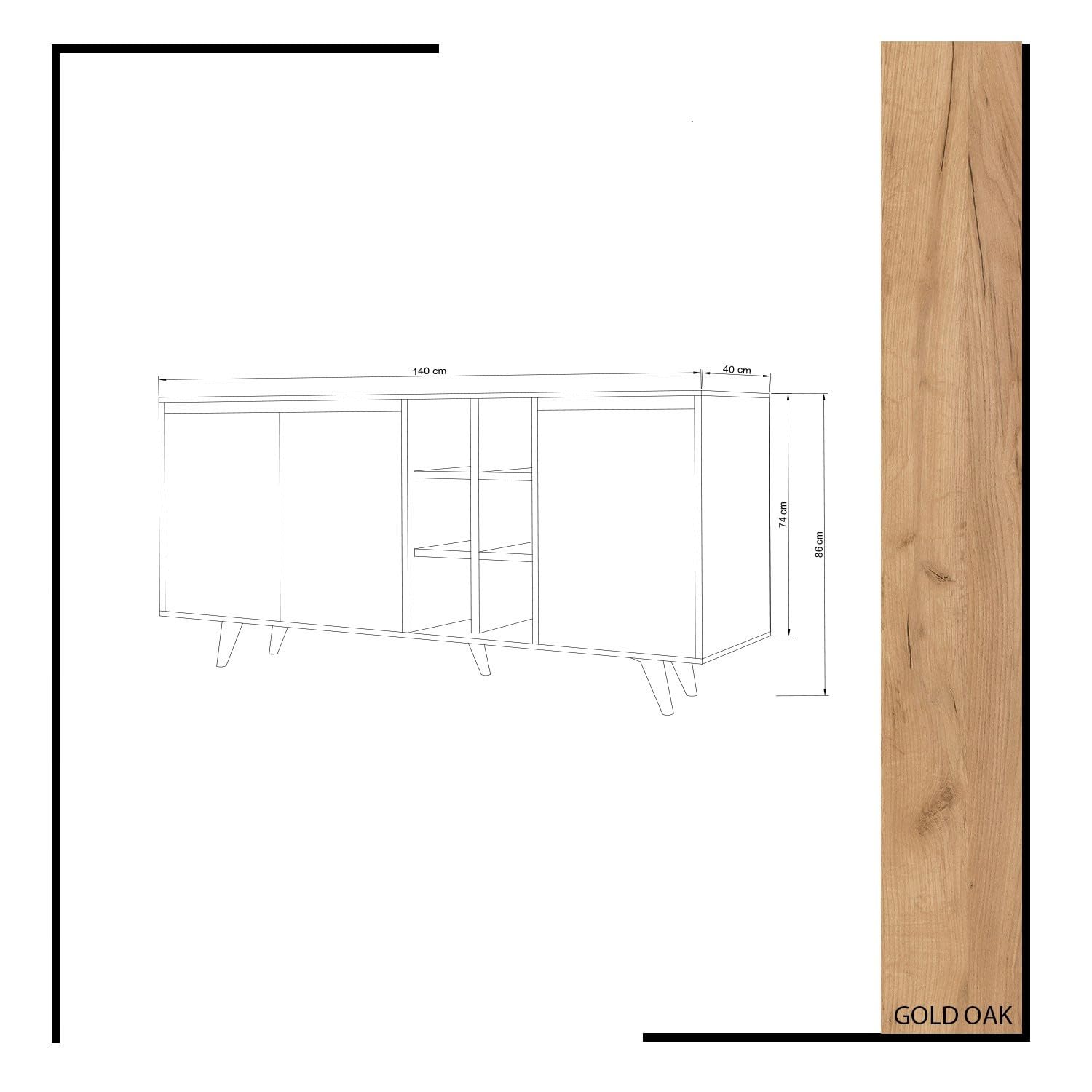 Deconation Console Meuble D entrée Bois Décor Chêne Et Blanc - L140 X H86 X P40 Cm - Moderne