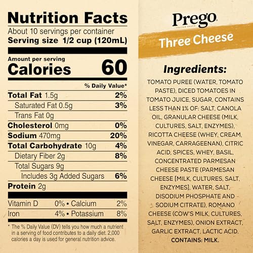 Image of Prego Three Cheese Pasta Sauce, 45 Oz Jar (Case of 6)