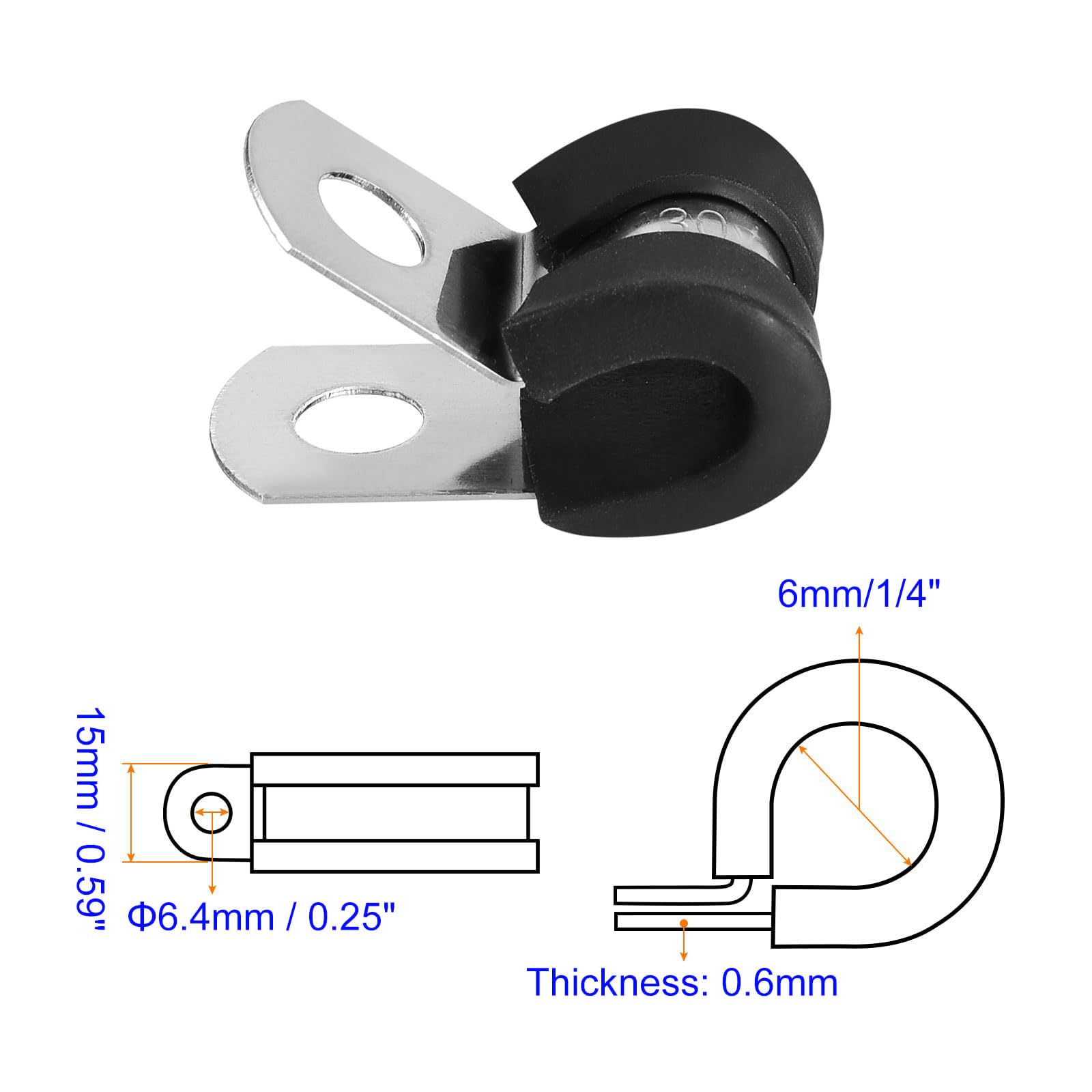 Unifizz 30Pcs 1/4 Inch(6mm) Cable Clamp - Image 2