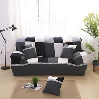 BKRLDEKVG Fundas de sofá de Cuadros,Estilo Europeo Color Nostalgia Stretch Anti-Que Patina Simple Moderna Todos La Cubierta del sofá-A Silla