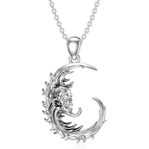 Diamond Gothic Moth Pendant Necklace Dark Skeleton Head Moth Necklace Vintage Death...