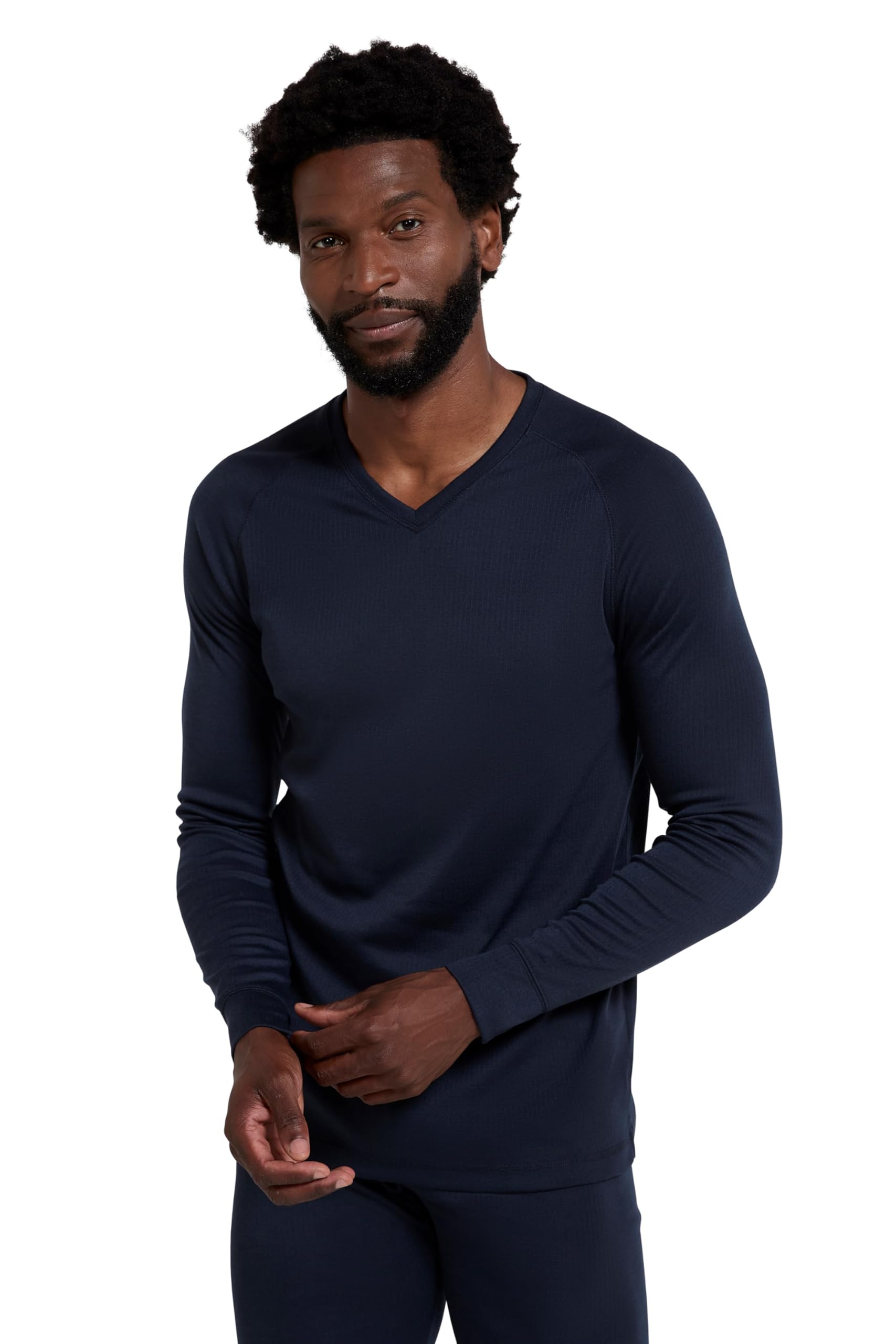 Mountain Warehouse Talus Mens V-Neck Baselayer Top - Warm, High Wicking Thermal Tee, Quick Drying, Lightweight - Best for, Cycling, Outdoors Navy (V Neck) XL