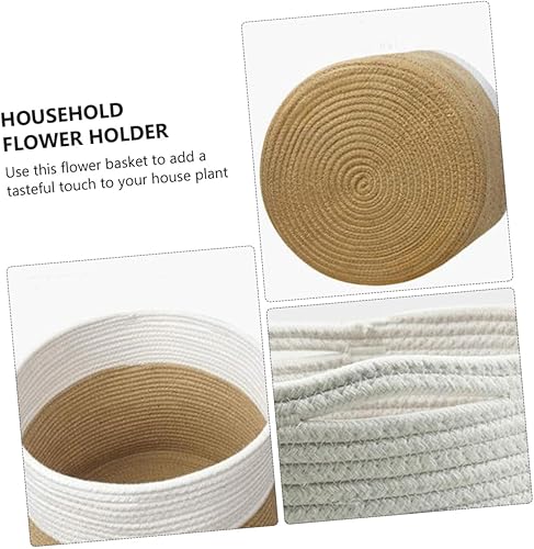 Miniatura 3 de GANAZONO 1 cesta de almacenamiento tejida hecha a mano, asas decorativas ligeras para organizar cómodamente el hogar, arreglos florales